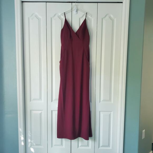 After Six 6824 Gown 6 Cabernet Red Pockets Bridesmaid Prom Event V-Neck Wedding - Picture 12 of 13